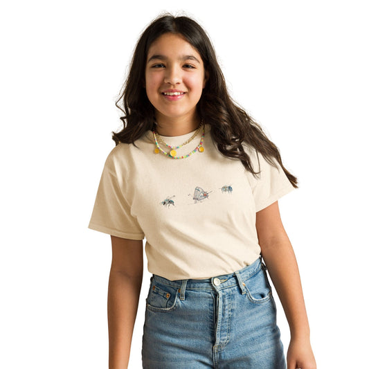 Tiny Pollinators Youth Tee, cotton tee, natural color, front view
